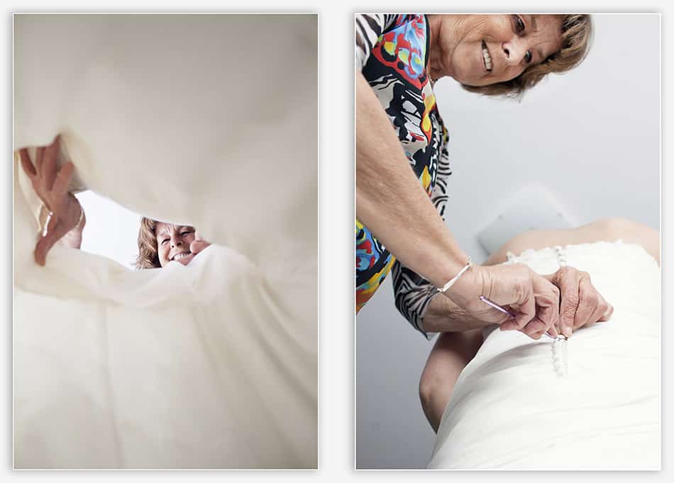 Aantrekken van de trouwjurk