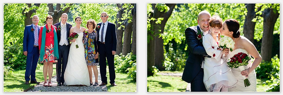 Familiefoto's na de trouwceremonie