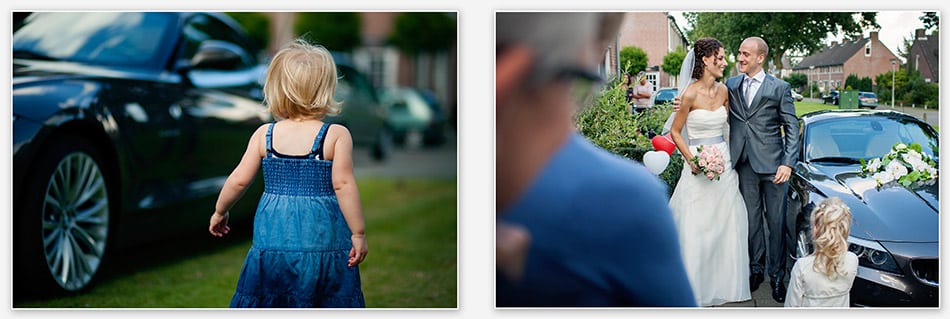 Aankomst van de trouwauto