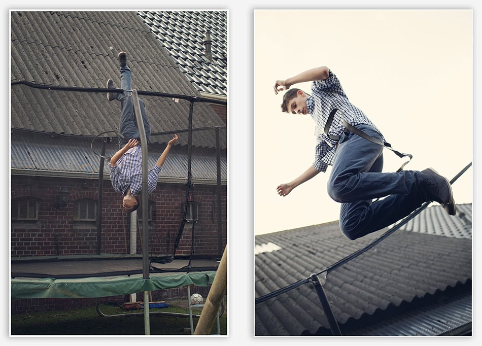 Bruidsjonker op trampoline