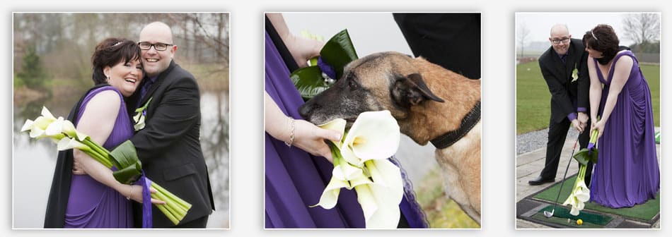 Elegant bruidsboeket met hond
