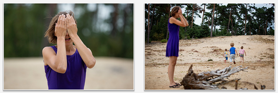 Verstoppertje spelen tijdens de familieshoot