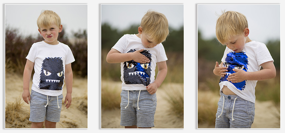 Familiefotografie met monster t-shirt