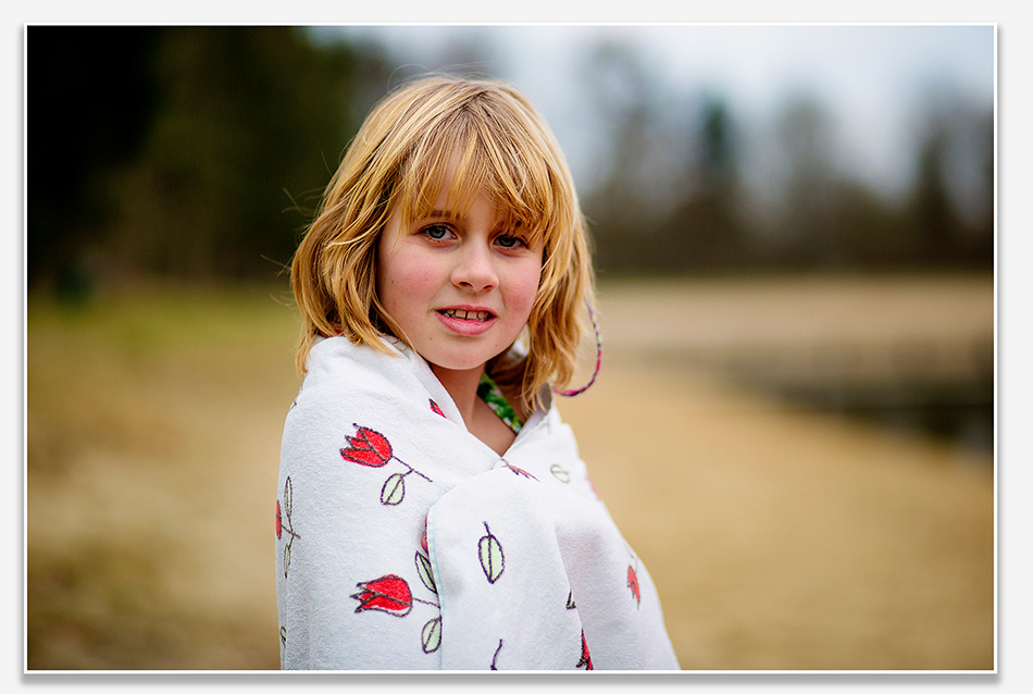 Portretfoto na het zwemmen