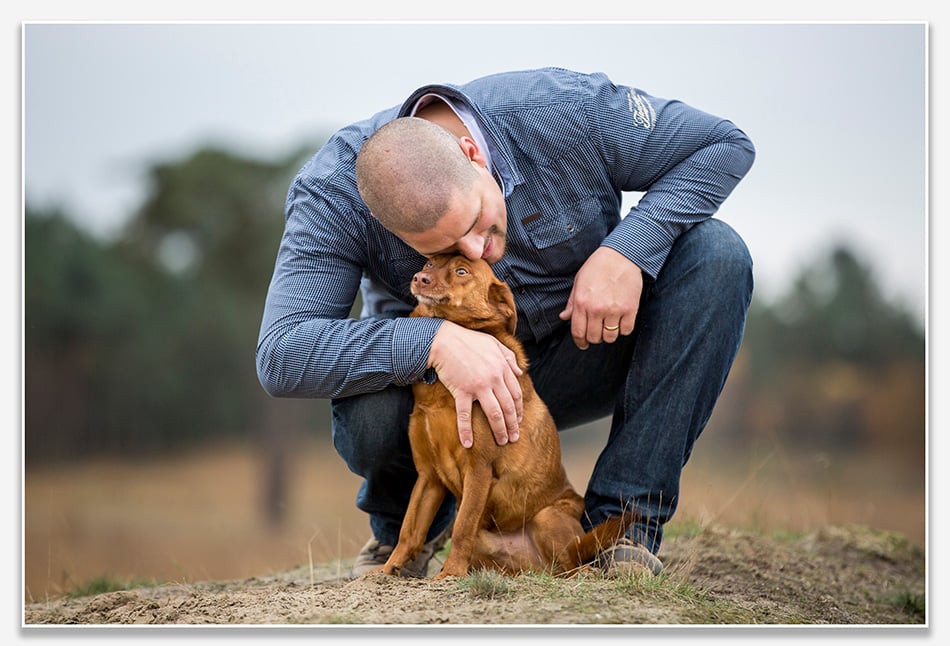 Met de hond op de foto tijdens de herfstshoot