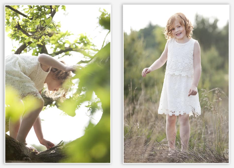 Met jurkje klimmen in de boom