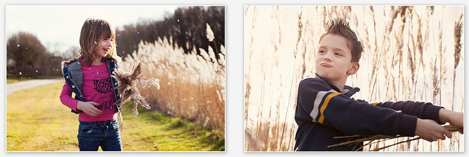 Kinderfotografie_Boxtel Broer en zus spelen met de grassen