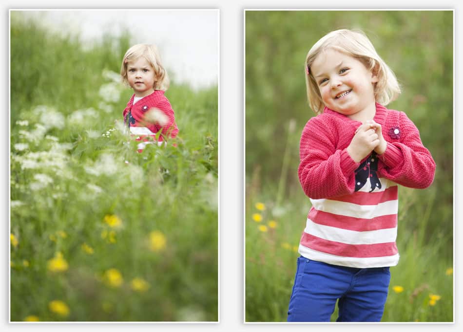 Kinderfotografie met bloemetjes in de lente