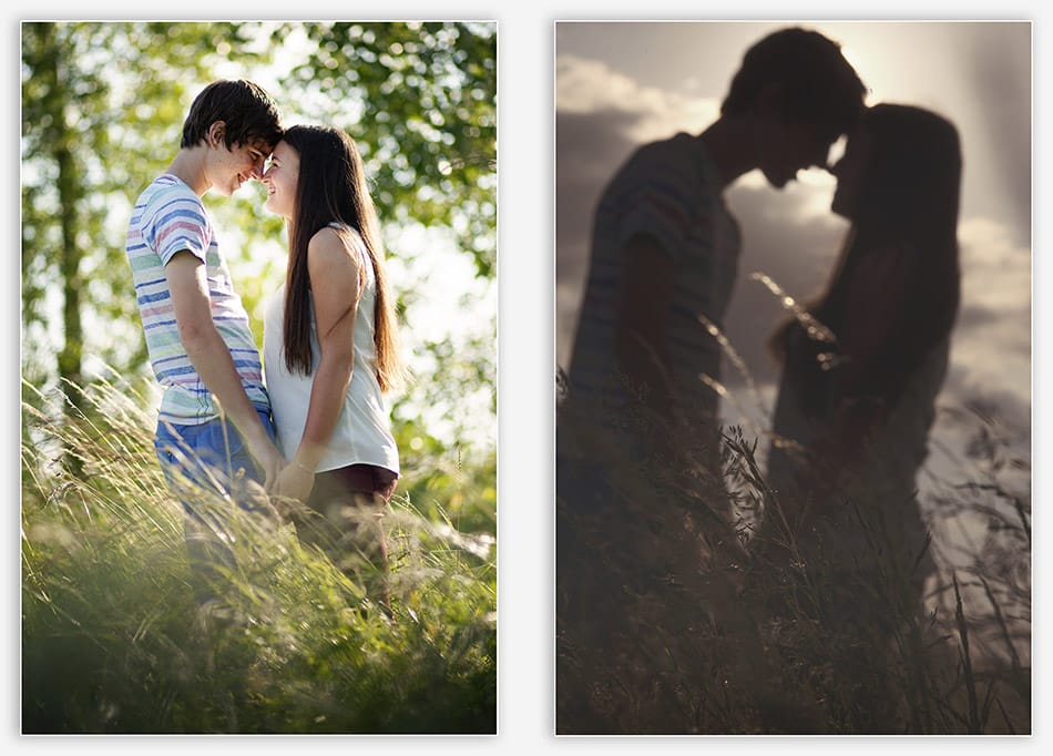 Jong stel met laagstaande zon