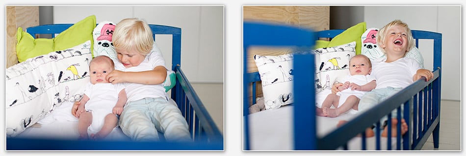 Newborn fotografie met grote broer
