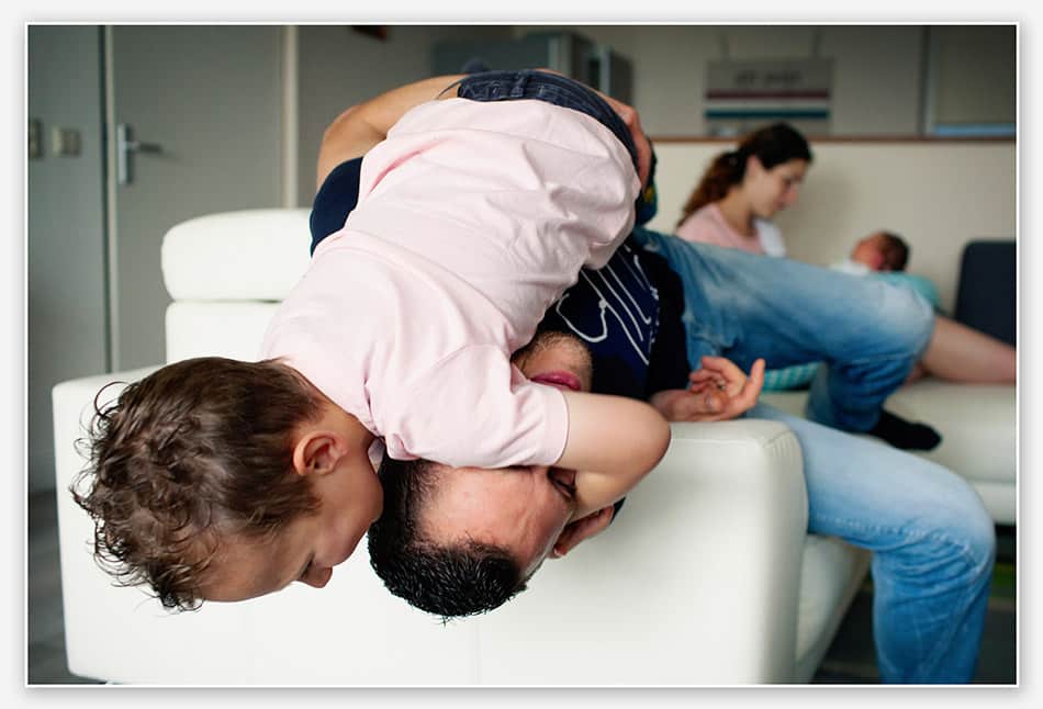 Stoeien tijdens de familiereportage