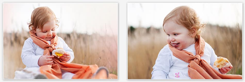 Themabruiloft_vleugje oranje Bruidsmeisje proeft cupcakejes