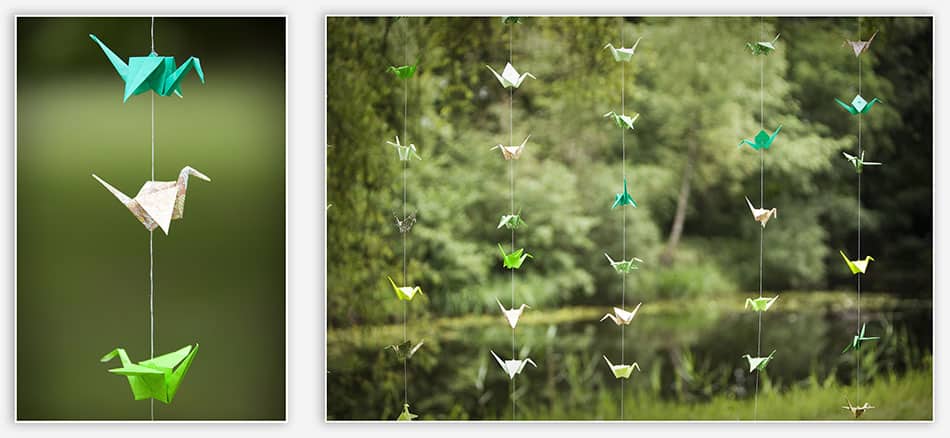 Kraanvogels als decoratie op de trouwdag