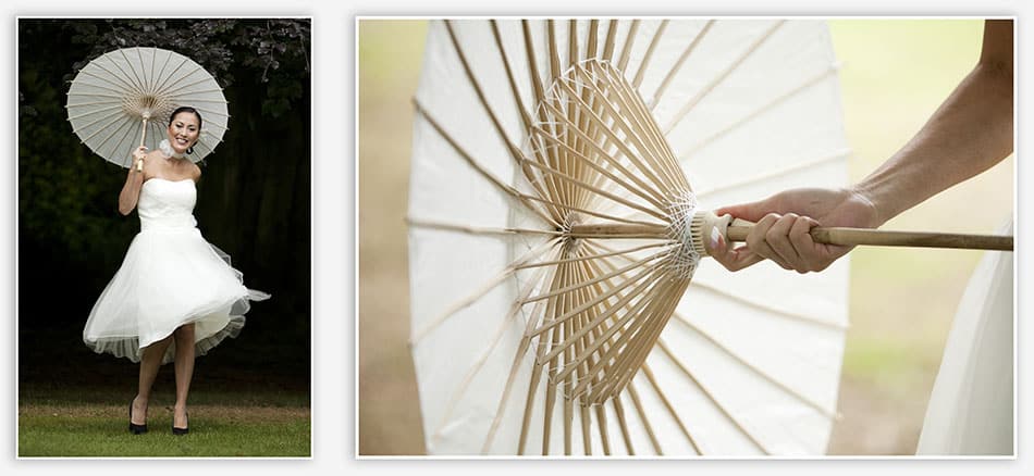 Bruid met parasol van rijstpapier