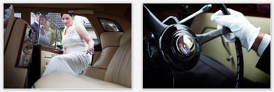 Trouwreportage Bergeijk Bruid stapt in Rolls Royce