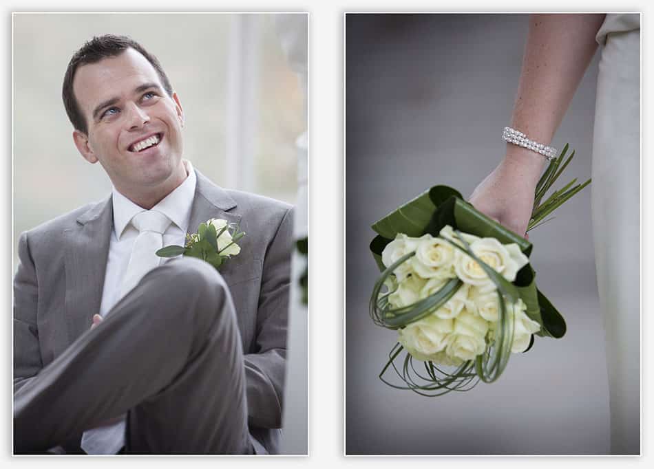 Trouwreportage Bergeijk Bruidegom en bruidsboeket