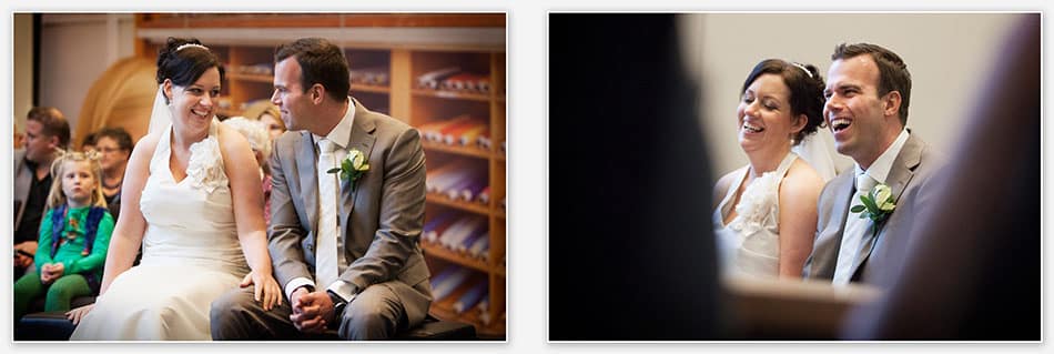 Trouwreportage Bergeijk Bruidspaar in het gemeentehuis van Bergeijk