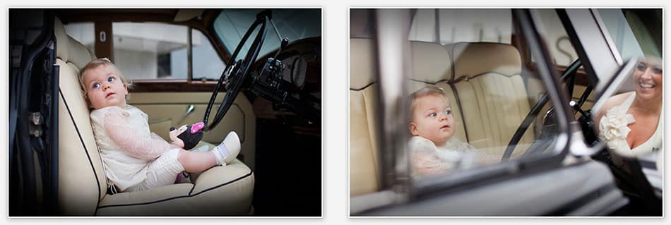 Trouwreportage Bergeijk Bruidsmeisje in de trouwauto