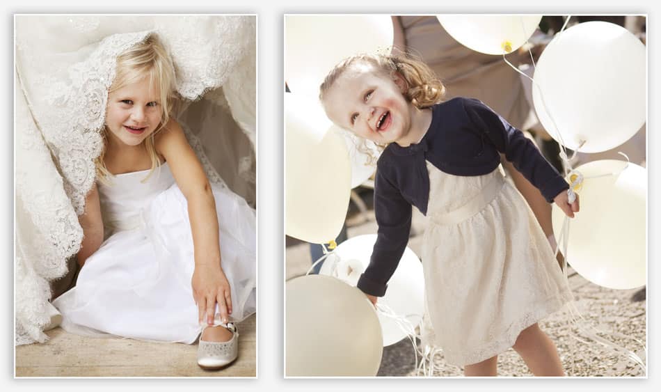 Bruidsmeisjes met jurk en ballonnen