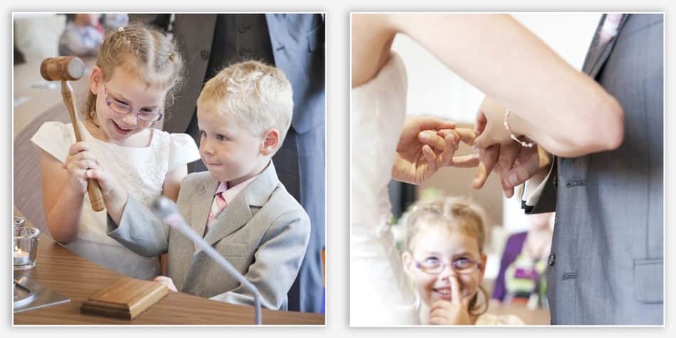 Bruidskinderen in het gemeentehuis