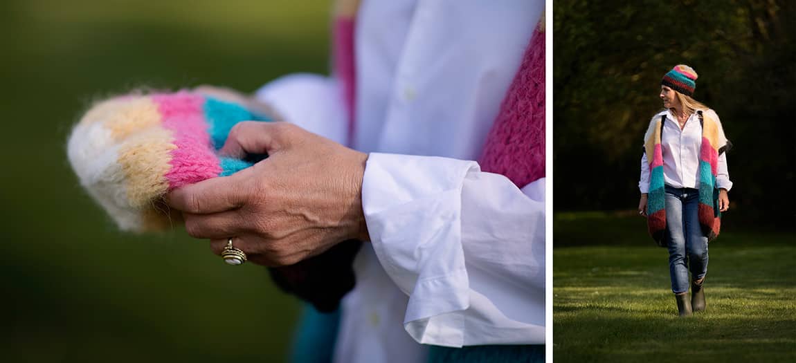 Gebraaide wollen vest en muts