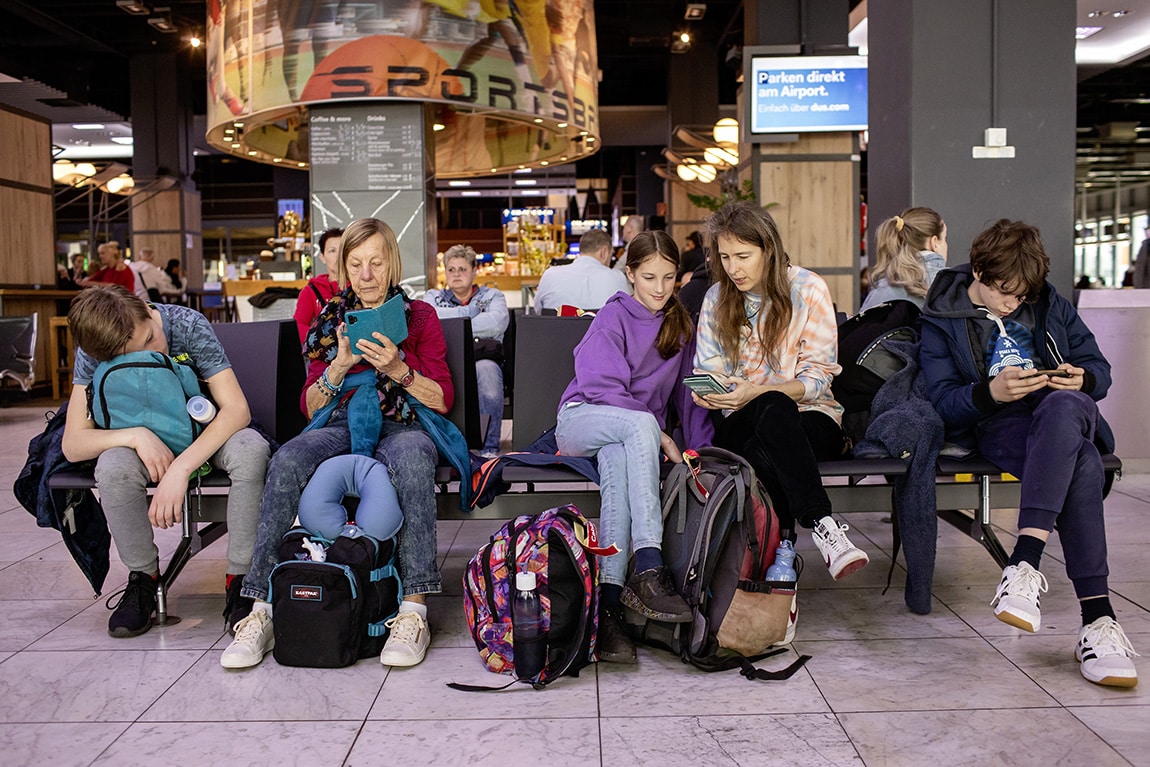 Begin van de reis op het vliegveld